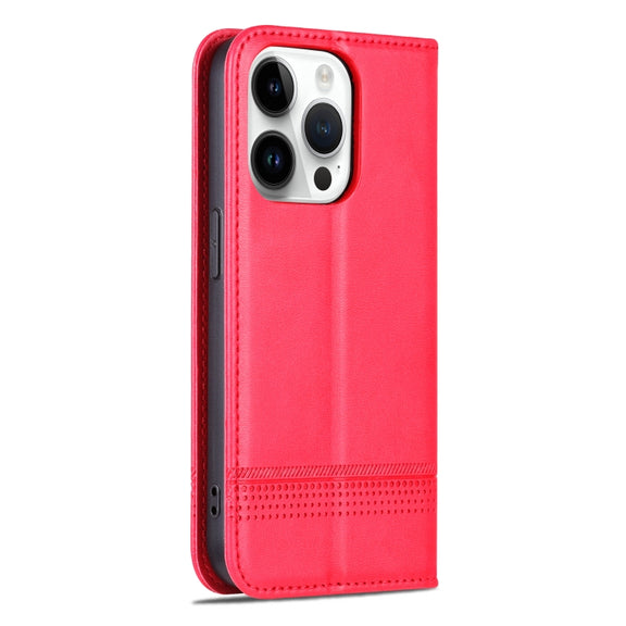 For iPhone 16 Pro Max AZNS Magnetic Calf Texture Flip Leather Phone Case(Red)