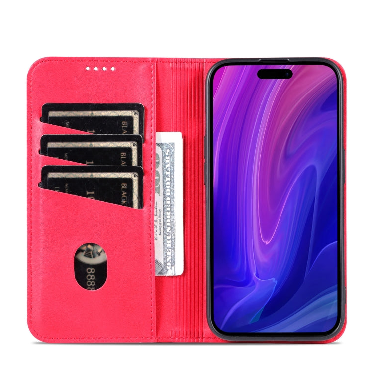 For iPhone 16 Pro Max AZNS Magnetic Calf Texture Flip Leather Phone Case(Red)