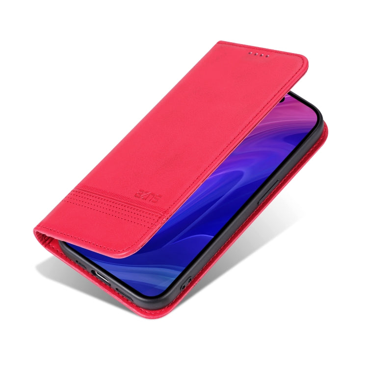 For iPhone 16 Pro Max AZNS Magnetic Calf Texture Flip Leather Phone Case(Red)