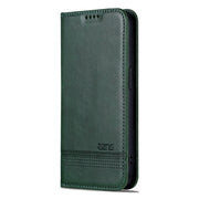For iPhone 16 Pro Max AZNS Magnetic Calf Texture Flip Leather Phone Case(Dark Green)