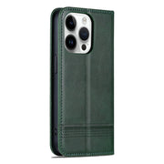 For iPhone 16 Pro Max AZNS Magnetic Calf Texture Flip Leather Phone Case(Dark Green)