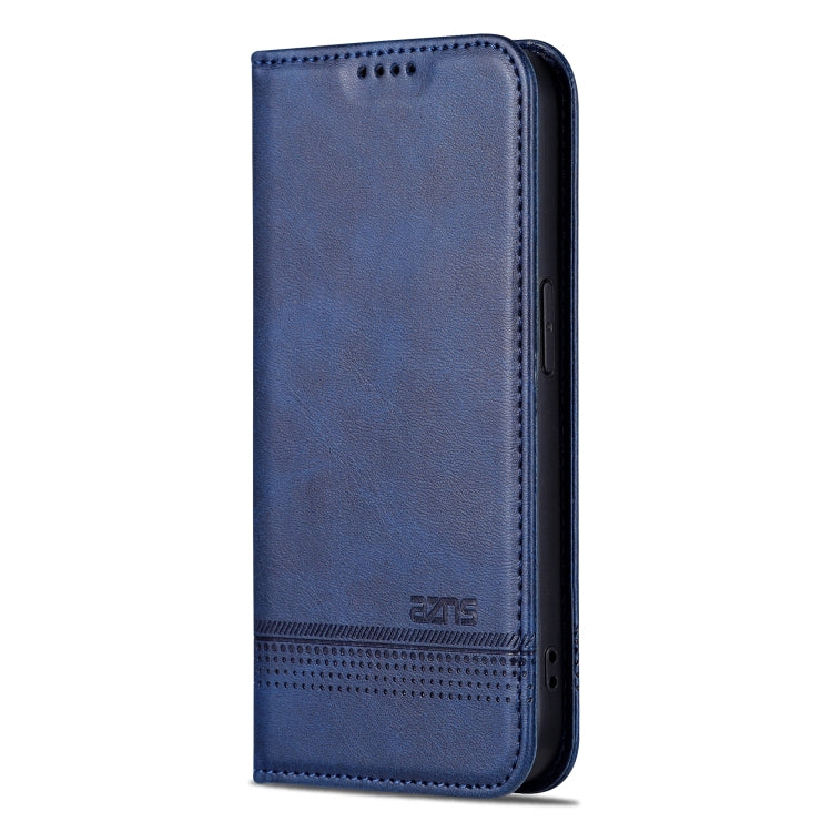 For iPhone 16 Pro Max AZNS Magnetic Calf Texture Flip Leather Phone Case(Dark Blue)