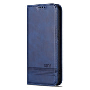 For iPhone 16 Pro Max AZNS Magnetic Calf Texture Flip Leather Phone Case(Dark Blue)