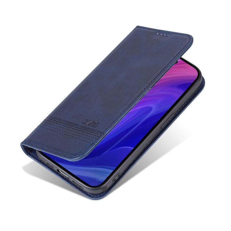 For iPhone 16 Pro Max AZNS Magnetic Calf Texture Flip Leather Phone Case(Dark Blue)