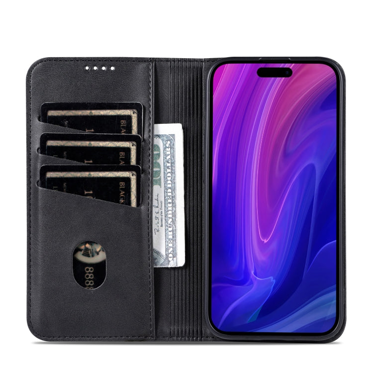 For iPhone 16 Pro Max AZNS Magnetic Calf Texture Flip Leather Phone Case(Black)