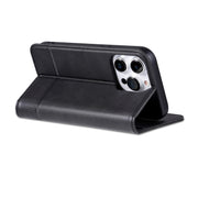 For iPhone 16 Pro Max AZNS Magnetic Calf Texture Flip Leather Phone Case(Black)