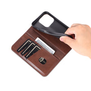 For iPhone 16 Pro AZNS Magnetic Calf Texture Flip Leather Phone Case(Dark Brown)