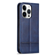 For iPhone 16 Pro AZNS Magnetic Calf Texture Flip Leather Phone Case(Dark Blue)