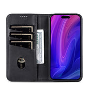 For iPhone 16 Pro AZNS Magnetic Calf Texture Flip Leather Phone Case(Black)