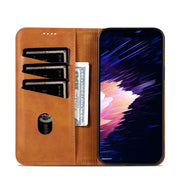 For iPhone 16 Plus AZNS Magnetic Calf Texture Flip Leather Phone Case(Light Brown)