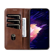 For iPhone 16 Plus AZNS Magnetic Calf Texture Flip Leather Phone Case(Dark Brown)