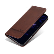 For iPhone 16 Plus AZNS Magnetic Calf Texture Flip Leather Phone Case(Dark Brown)