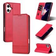 For iPhone 16 Plus AZNS Magnetic Calf Texture Flip Leather Phone Case(Red)
