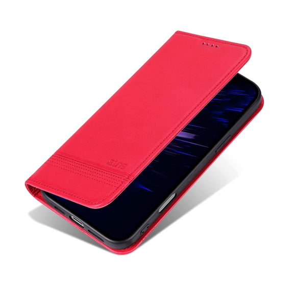 For iPhone 16 Plus AZNS Magnetic Calf Texture Flip Leather Phone Case(Red)