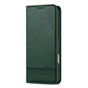 For iPhone 16 Plus AZNS Magnetic Calf Texture Flip Leather Phone Case(Dark Green)