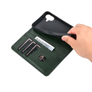 For iPhone 16 Plus AZNS Magnetic Calf Texture Flip Leather Phone Case(Dark Green)