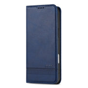 For iPhone 16 Plus AZNS Magnetic Calf Texture Flip Leather Phone Case(Dark Blue)