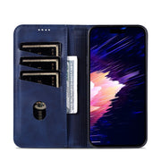 For iPhone 16 Plus AZNS Magnetic Calf Texture Flip Leather Phone Case(Dark Blue)