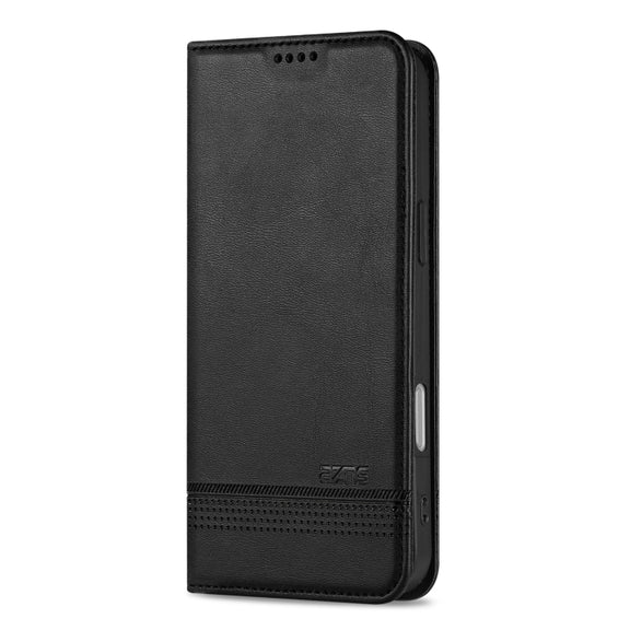 For iPhone 16 Plus AZNS Magnetic Calf Texture Flip Leather Phone Case(Black)