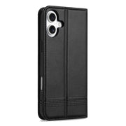 For iPhone 16 Plus AZNS Magnetic Calf Texture Flip Leather Phone Case(Black)
