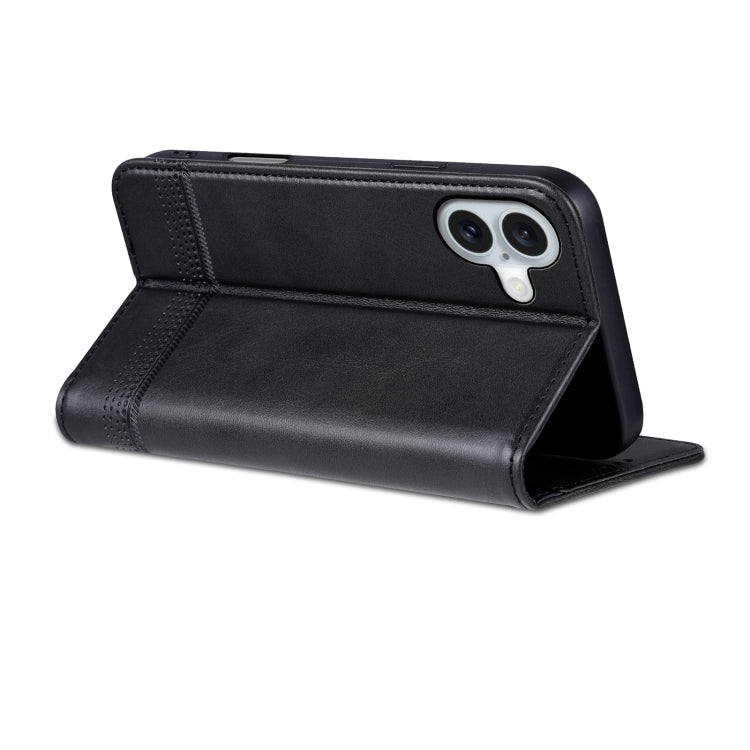For iPhone 16 Plus AZNS Magnetic Calf Texture Flip Leather Phone Case(Black)