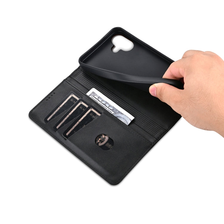 For iPhone 16 Plus AZNS Magnetic Calf Texture Flip Leather Phone Case(Black)