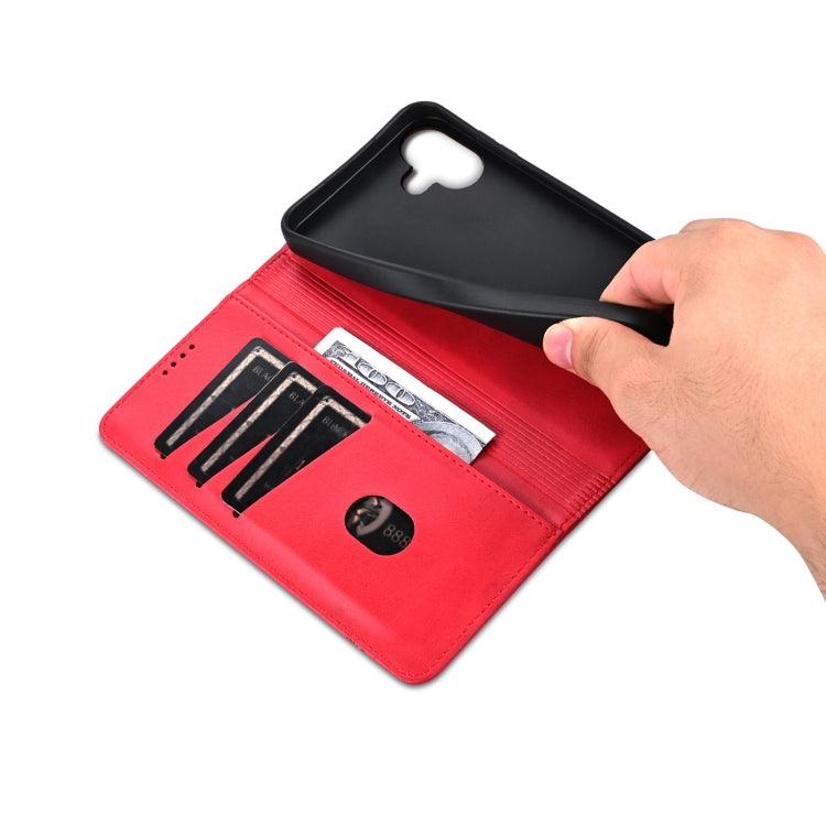 For iPhone 16 AZNS Magnetic Calf Texture Flip Leather Phone Case(Red)