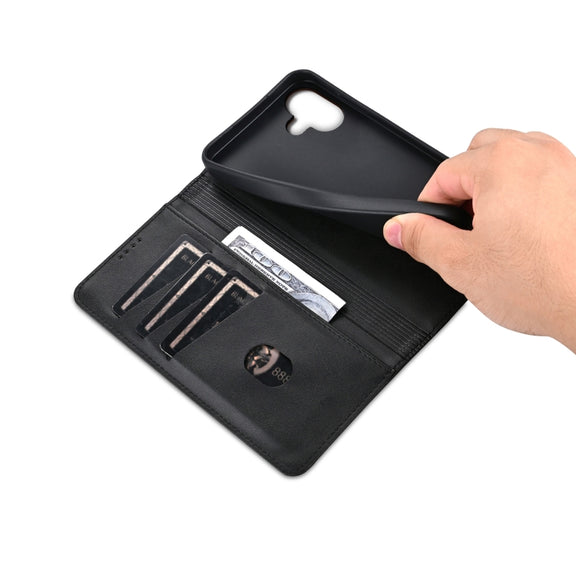 For iPhone 16 AZNS Magnetic Calf Texture Flip Leather Phone Case(Black)