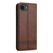 For iPhone 16e AZNS Magnetic Calf Texture Flip Leather Phone Case(Dark Brown)