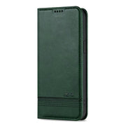 For iPhone 16e AZNS Magnetic Calf Texture Flip Leather Phone Case(Dark Green)