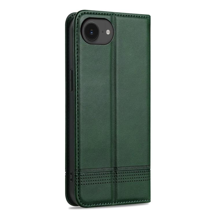 For iPhone 16e AZNS Magnetic Calf Texture Flip Leather Phone Case(Dark Green)