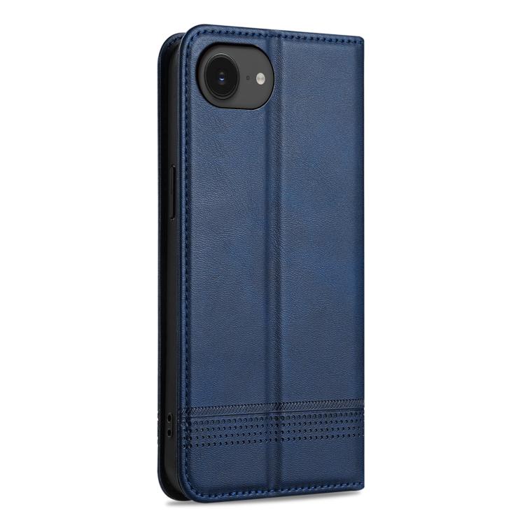For iPhone 16e AZNS Magnetic Calf Texture Flip Leather Phone Case(Dark Blue)