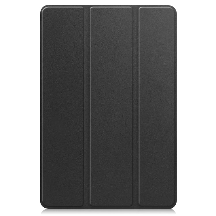 For Xiaomi Redmi Pad SE Custer Pure Color 3-Fold Holder Leather Tablet Case(Black)
