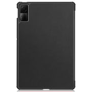 For Xiaomi Redmi Pad SE Custer Pure Color 3-Fold Holder Leather Tablet Case(Black)