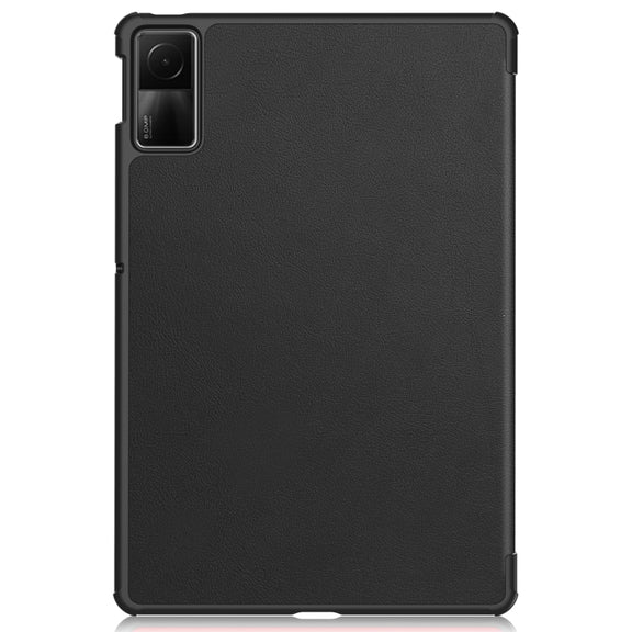 For Xiaomi Redmi Pad SE Custer Pure Color 3-Fold Holder Leather Tablet Case(Black)