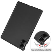 For Xiaomi Redmi Pad SE Custer Pure Color 3-Fold Holder Leather Tablet Case(Black)