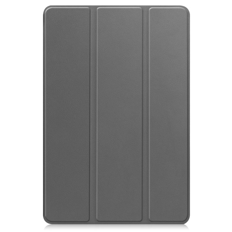 For Xiaomi Redmi Pad SE Custer Pure Color 3-Fold Holder Leather Tablet Case(Grey)
