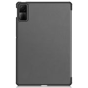 For Xiaomi Redmi Pad SE Custer Pure Color 3-Fold Holder Leather Tablet Case(Grey)