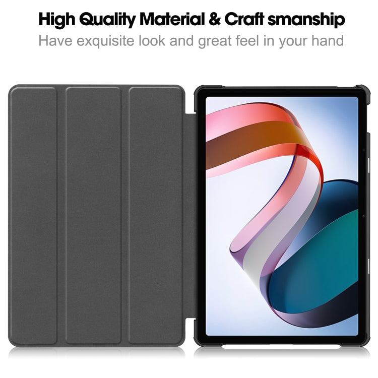 For Xiaomi Redmi Pad SE Custer Pure Color 3-Fold Holder Leather Tablet Case(Grey)
