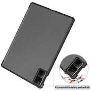 For Xiaomi Redmi Pad SE Custer Pure Color 3-Fold Holder Leather Tablet Case(Grey)