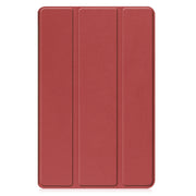 For Samsung Galaxy Tab A9 Custer Pure Color 3-Fold Holder Leather Tablet Case(Wine Red)