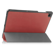For Samsung Galaxy Tab A9 Custer Pure Color 3-Fold Holder Leather Tablet Case(Wine Red)