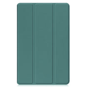 For Samsung Galaxy Tab A9 Custer Pure Color 3-Fold Holder Leather Tablet Case(Dark Green)