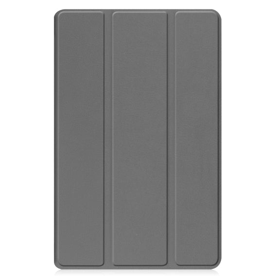 For Samsung Galaxy Tab A9 Custer Pure Color 3-Fold Holder Leather Tablet Case(Grey)