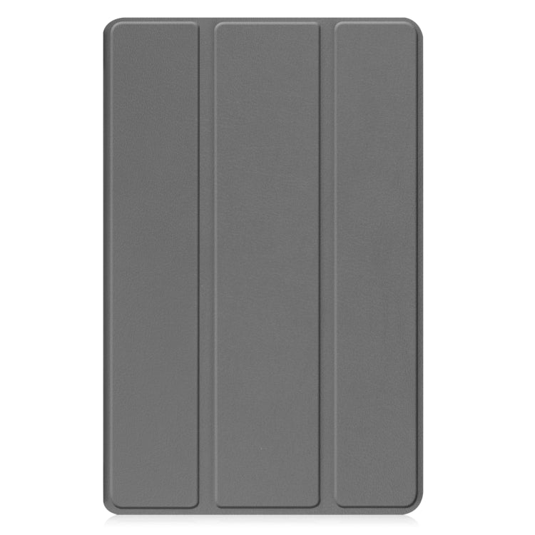 For Samsung Galaxy Tab A9 Custer Pure Color 3-Fold Holder Leather Tablet Case(Grey)