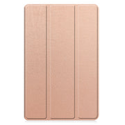 For Samsung Galaxy Tab A9 Custer Pure Color 3-Fold Holder Leather Tablet Case(Rose Gold)