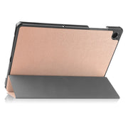 For Samsung Galaxy Tab A9 Custer Pure Color 3-Fold Holder Leather Tablet Case(Rose Gold)