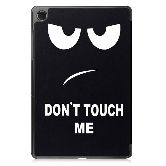For Samsung Galaxy Tab A9 Custer Painted 3-Fold Holder Smart Leather Tablet Case(Big Eye)