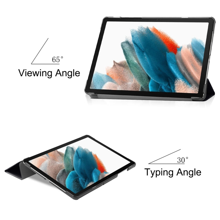 For Samsung Galaxy Tab A9 Custer Painted 3-Fold Holder Smart Leather Tablet Case(Big Eye)