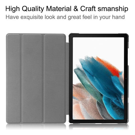 For Samsung Galaxy Tab A9 Custer Painted 3-Fold Holder Smart Leather Tablet Case(Graffiti)